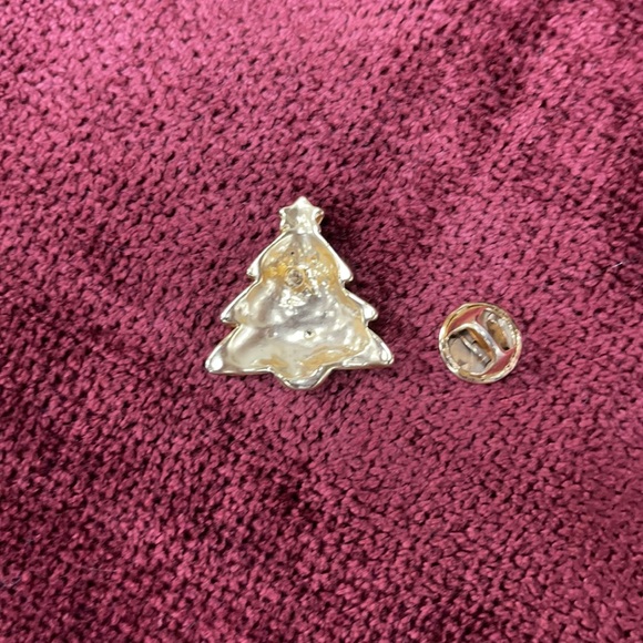 Christmas Tree Gold Rhinestone Lapel Pin Brooch - Picture 5 of 5